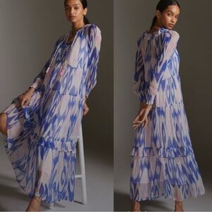 Anthropologie Chiffon sheer Long Sleeve Dress